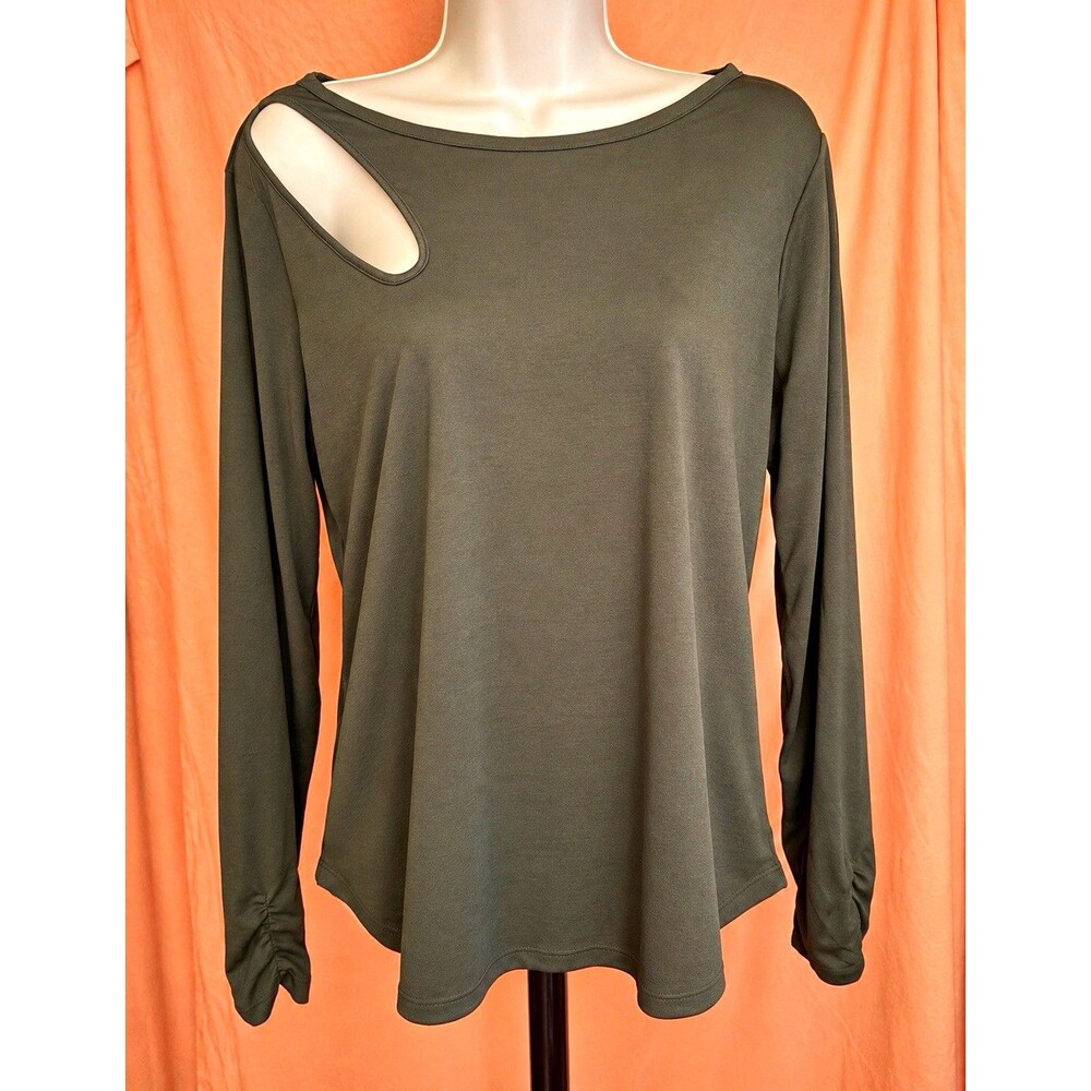 Pro Player Women’s Large Olive Green Cutout Shoulder Long Sleeve Top